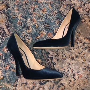 Vintage Bottega Veneta Teal Velvet Heels SZ 37.5